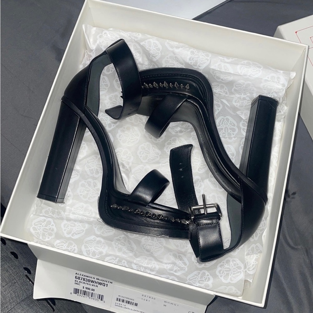 Brand New Alexander Mcqueen Punk Spike Ankle-Strap Platform Sandals